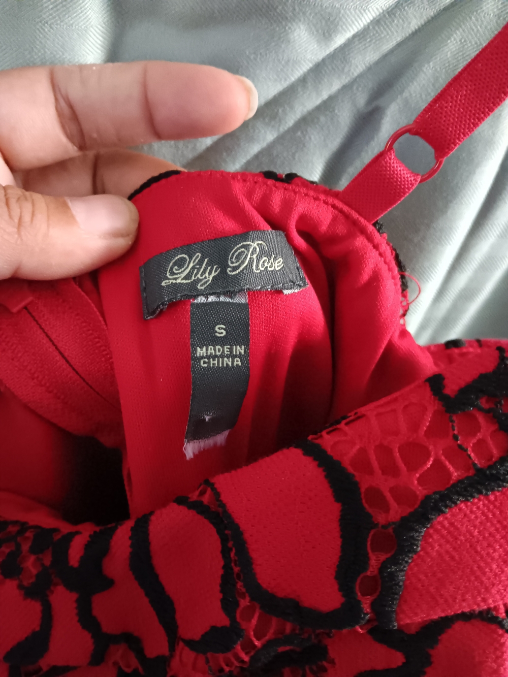 Lily Rose Red & Black Lace Dress - S